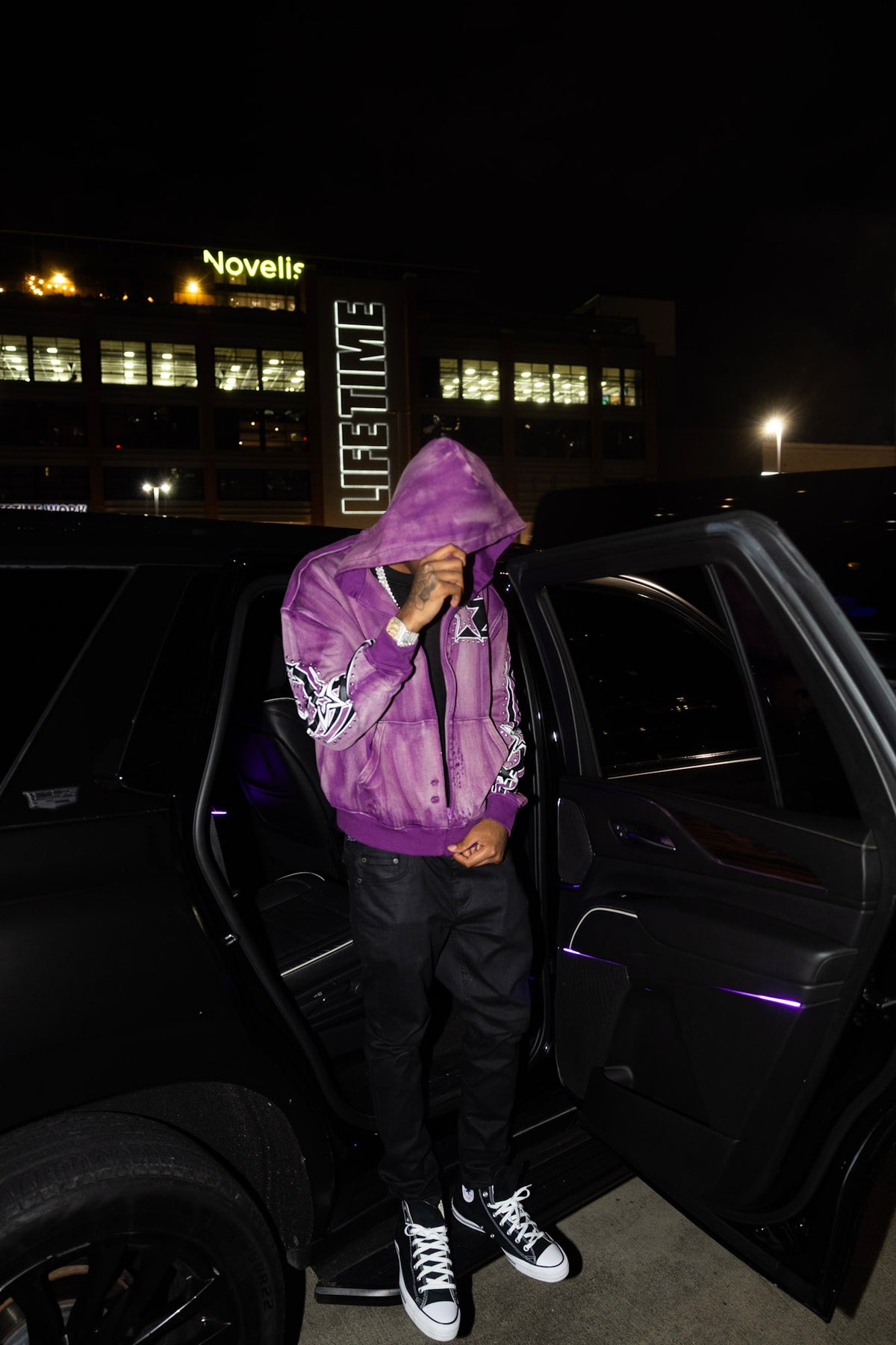 GALAXY PURPLE HOODIE (RIVETS)